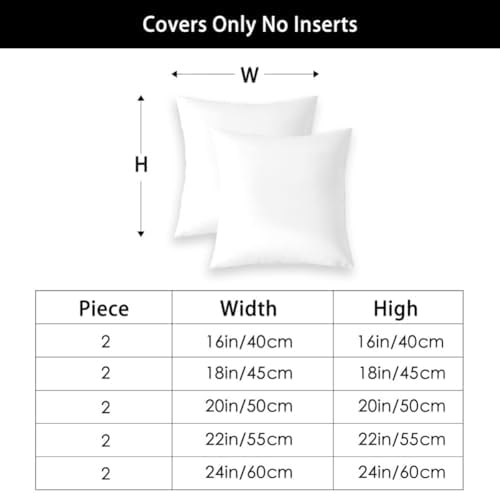 White Peony Boho Throw Pillow Covers 22x22 Set of 2 Elegant Garden