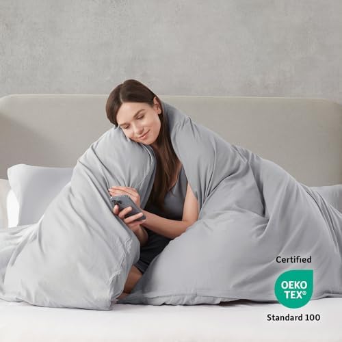 Nestl Twin Duvet Cover Set - Soft Double Brushed Light Grey Duvet