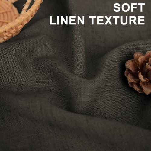 DANCURTON Brown Linen Curtains 96 Inches Long 2 Panels Light Filtering