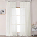 OVZME Ivory Sheer Curtains 96 Inches Long 2 Panels Set, Farmhouse