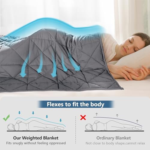 LOYIGA Weighted Blanket for Adults, Grey, 47"x70", 10 lbs Twin Size