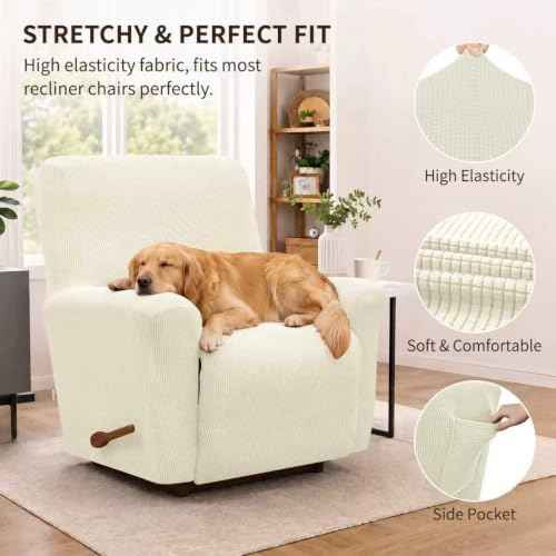 KEKUOU 1-Piece Recliner Chair Cover, Beige