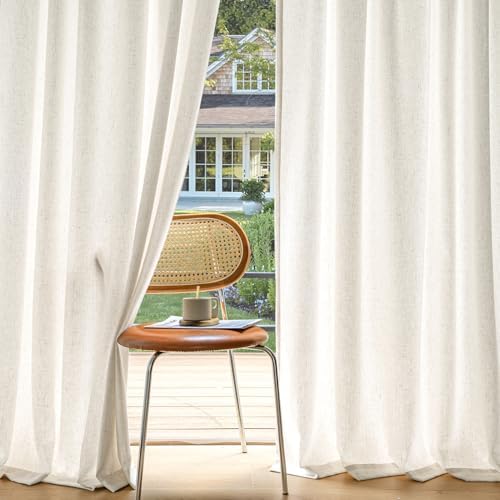 MIULEE Non-See-Through Privacy Linen Curtains 52Wx120L Inch Natural