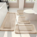 Bathroom Rug Set 4 Pieces, Soft Absorbent Bath Runner and U-Shaped
