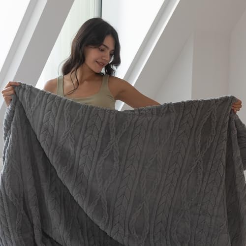 COOVA Grey Fleece Twin Blanket for Bed - Super Soft Cozy Plush Fuzzy