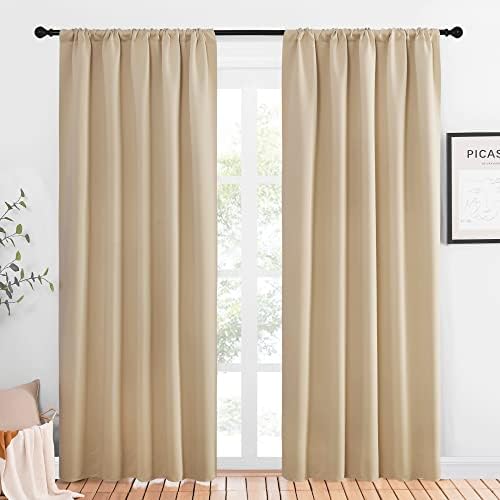 NICETOWN Biscotti Beige Blackout Curtains for Living Room 52" x 84"