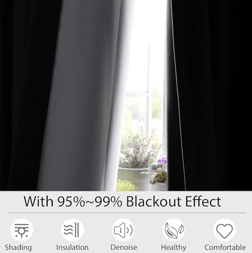 Macochico Room-Darkening Faux Linen Curtains Blackout Room Drapery