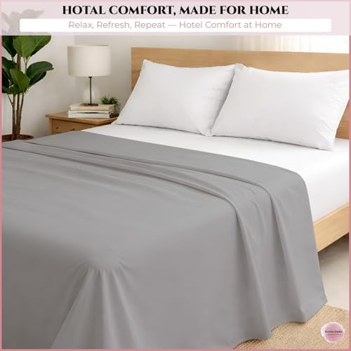 Full Flat Sheet Only, 100% Percale Cotton Sheets, Silver Grey