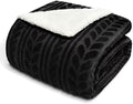 Exclusivo Mezcla Sherpa Fleece Throw Blanket, 50x70 Inch, Dark Black