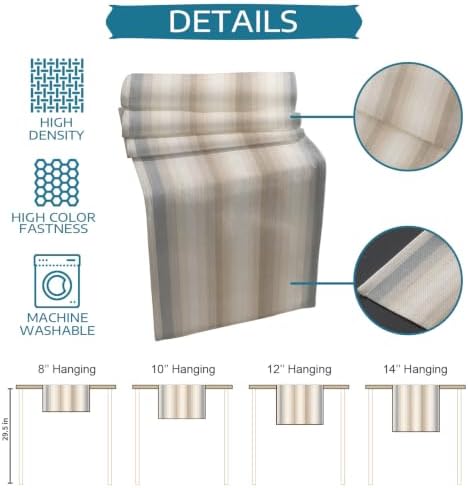 Brown Gray Striped Table Mats Set of 6 with Table Runner 90 Inches