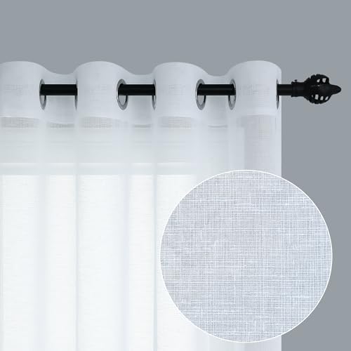 Pitalk White Sheer Curtains 96 Inches Long for Living Room Decor 2