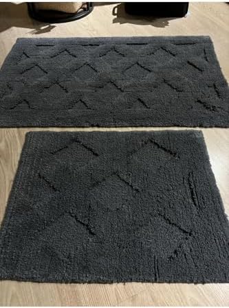 Bath Mat Set 2 Piece Cotton 60x100cm Non-Slip Absorbent Bathroom Rugs