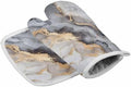 Quilted Cotton Terry Cloth Oven Mitt, Pot Holder Abstract Marble Grey