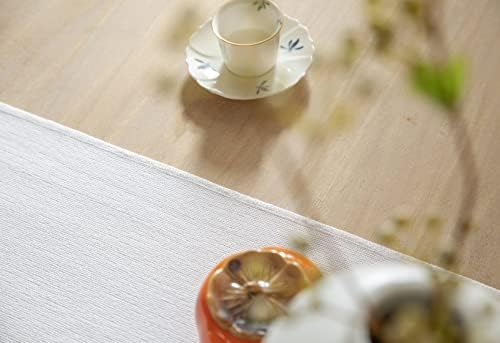 ZeeMart White Table Runners 90 Inches Long, Burlap Linen Style Rustic