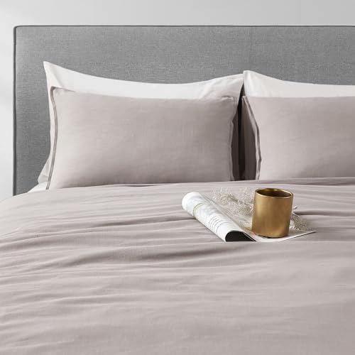 DAPU Linen Duvet Cover Set - French Linen Cotton Blend Natural Flax