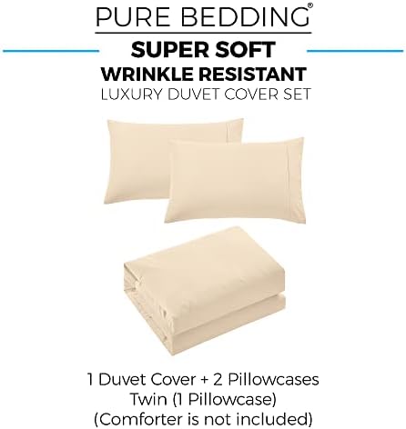 Pure Bedding Duvet Cover Queen Size - 3 Pieces Extra Soft Bedding Set