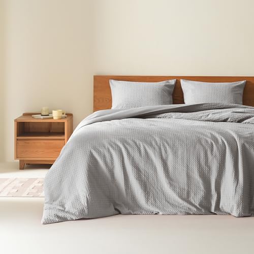 Comfort Spaces Mina Duvet Cover Set, Full/Queen, 3 Piece, Light Grey