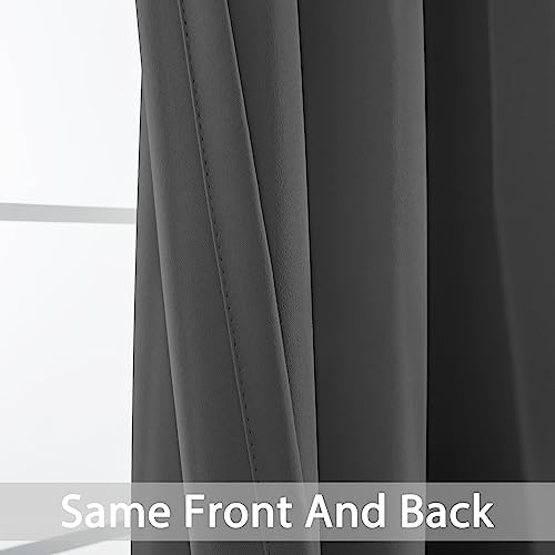 Yakamok Room Darkening Curtains 52x108 inch Long Charcoal Grey-Living