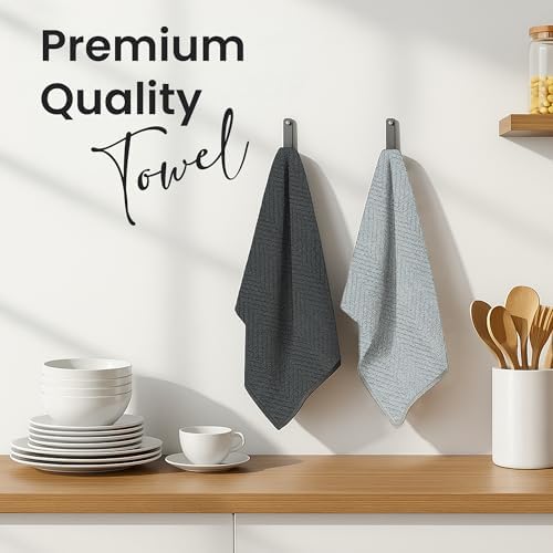 DecorRack 100% Cotton Kitchen Towels 15x25 in, 400 GSM, Gray