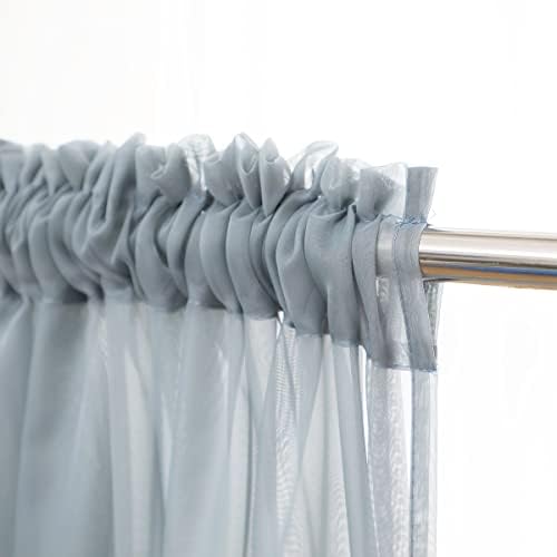 Light Gray Sheer Curtains 63 Inches Length 2 Panels Set Window Sheer