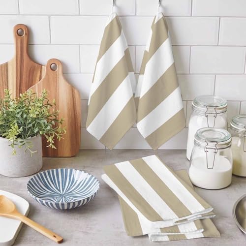 Kitchen Towels Set 3 Pack Classical Stripe Absorbent Dish Towels for