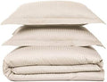 Beige Stripe Duvet Cover Soft 3 Pieces King Duvet Cover Set with
