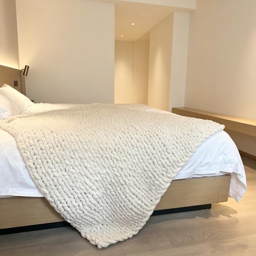 Soft Chunky Knit Throw Blanket for Couch, Cozy Warm Knitted Blankets