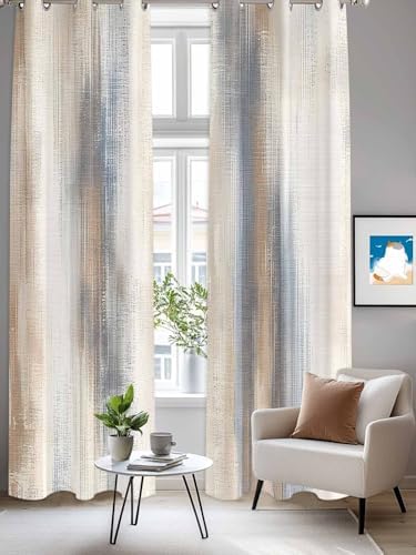 Beige Gray Window Curtains Panels with Silver Grommet,Abstract Grunge