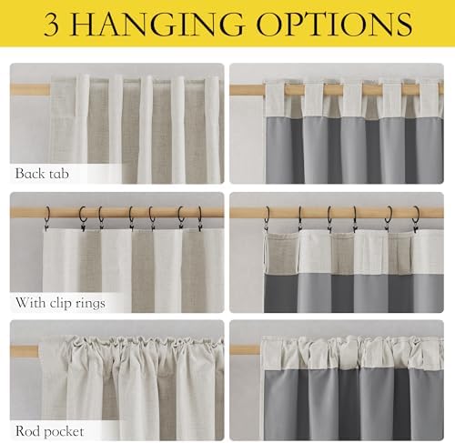 NICETOWN 100% Black Out Curtains 63 inch Long 2 Panels, Alabaster Gray