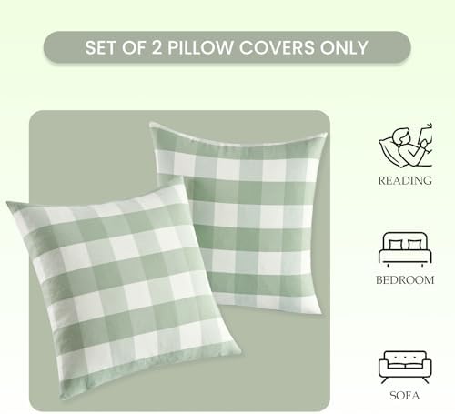 Sage Green Buffalo Check Plaid Outdoor Throw Pillow Cover 18x18 Set of