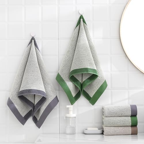 sense gnosis Beige Ribbed Striped Hand Towels Soft Absorbent Face