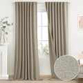 SimpleHome 100% Blackout Linen Natural Living Room Curtains 52" W x