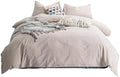 SUSYBAO Tan Gingham Duvet Cover Queen 100% Washed Cotton Beige Plaid