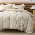Bedsure Beige King Size Comforter Set 4 Pieces Prewashed Soft Bedding