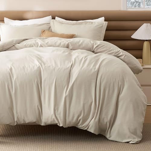 Bedsure Beige King Size Comforter Set 4 Pieces Prewashed Soft Bedding