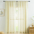 Bujasso Ivory Lace Sheer Curtains 108 inch Vintage Floral Sheer Window