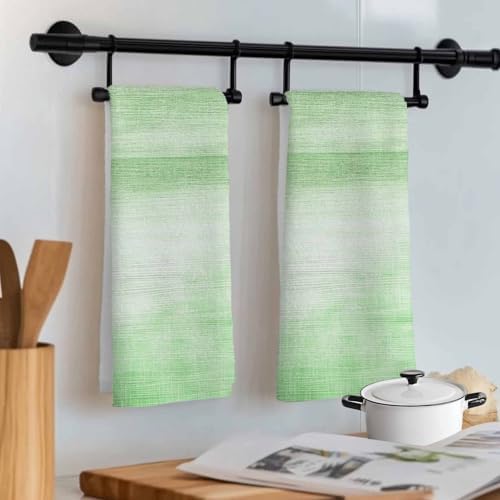 Green Kitchen Towel Abstract Light Green Ombre Linen Texture Modern