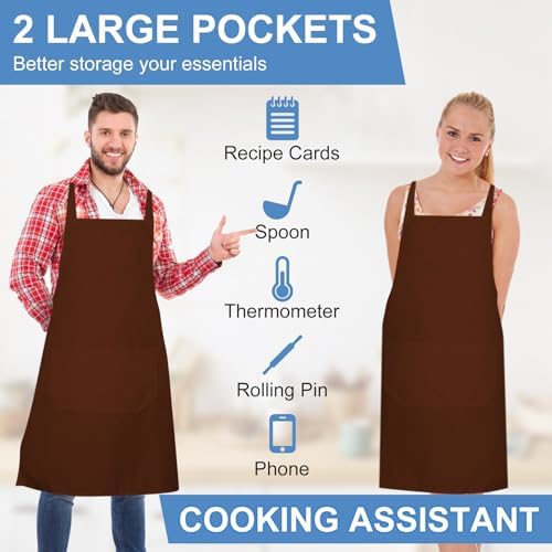 Jeffbaubl 12 Pack Bib Apron,Aprons Bulk,Unisex Plain Aprons with 2