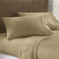 1000-TC Egyptian Cotton Sheet Set, 16" Deep - Striped Taupe, Short