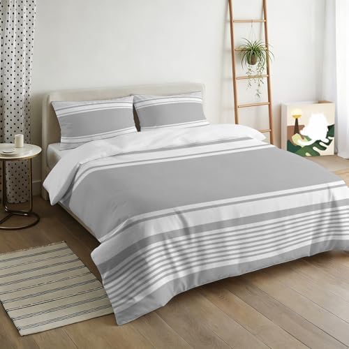 3 Pieces Bedding Set King Size, Farmhouse Grey Soft Duvet Covers Set