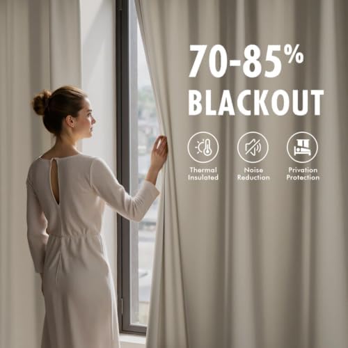 MIULEE Ivory Velvet Blackout Curtains 108 Inch Long 2 Panels, W40 x