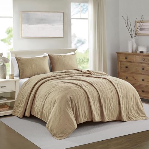 BOURINA Taupe King/CK Quilt Set 3-Piece Bedding Set Bedspread Coverlet