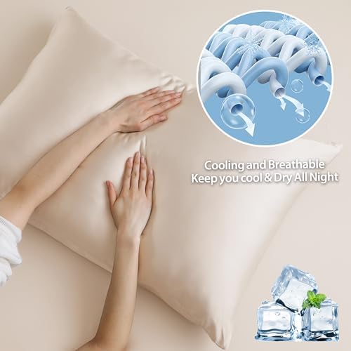 2 Pack Cooling Pillow Cases,Viscose Derived from Bamboo Pillow