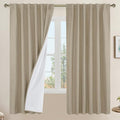 LAMIT Taupe 100% Blackout Linen Curtains 72 Inches for Living Room