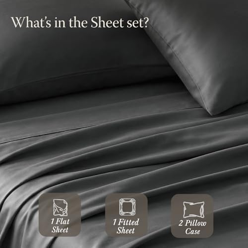 Threadmill 400TC Egyptian Cotton King Sheet Set, Sateen, Solid, Dark
