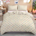 Beige Elegant Rainbow Polka Dots Duvet Cover Set for Women Girls 3 Pcs
