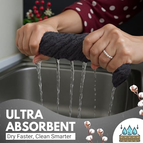 Infinitee Xclusives Kitchen Towels Bundle - Pack of 6 Grey + Pack of 6