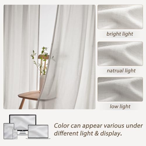 Beige White Pinch Pleated 63 Inch Length Kitchen Window Curtains Over