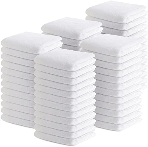 Buryeah 100 Pieces Cotton Washcloths 100% Ring Spun Cotton Wash Cloths