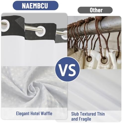 Waffle Weave Shower Curtain and Liner Set, 71x74 Inch